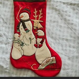St. Nicholas Square large Christmas stocking snowman family